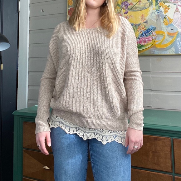 Urban Outfitters Knit Sweater with Lace - Picture 1 of 3